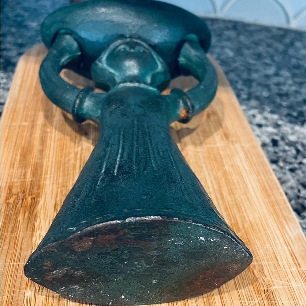 Danish Verdigris Bronze Candle Holder Woman w Basket Gunnar Andre Ystad-Metall